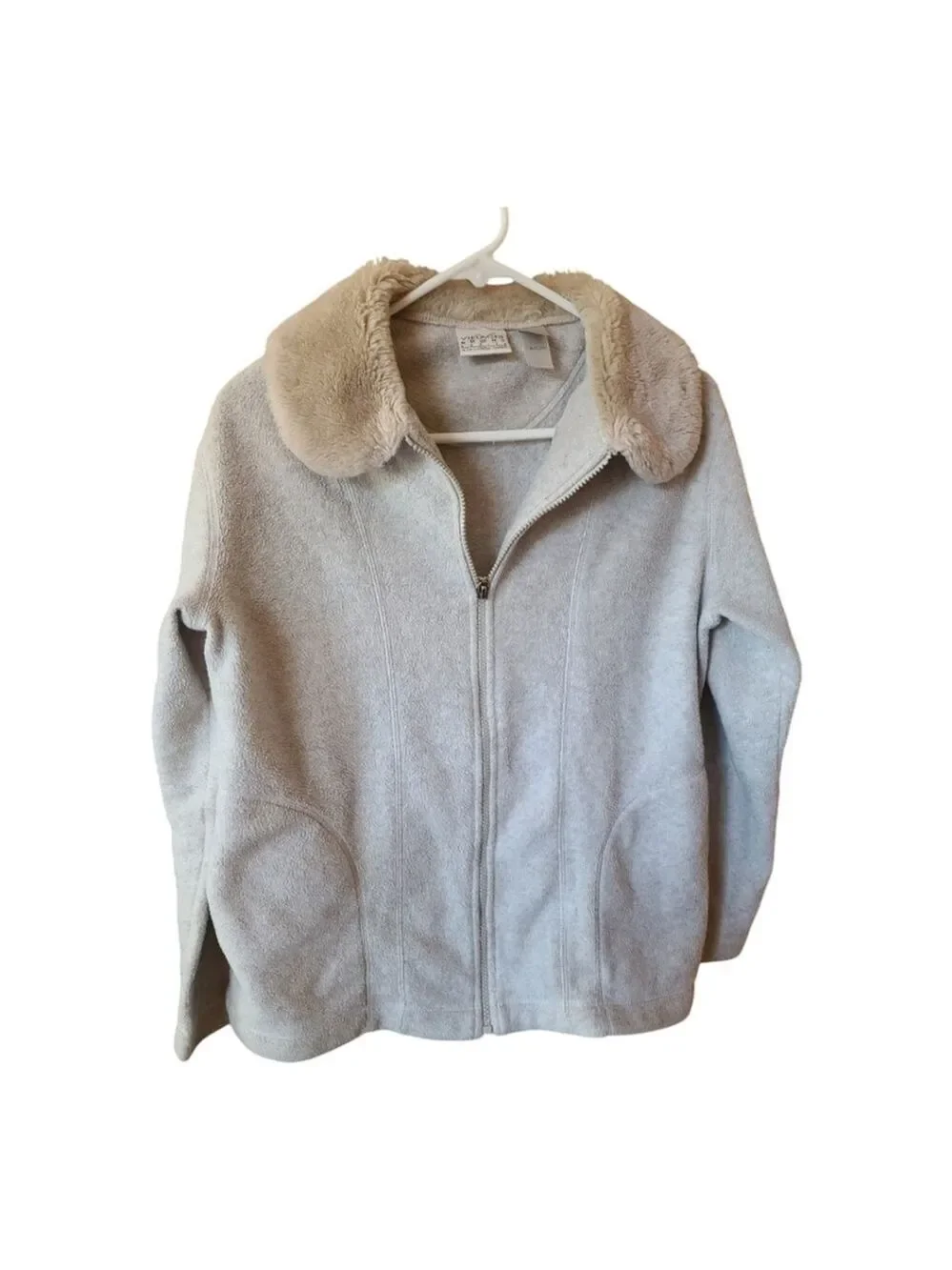 Villager Sport Ivory Fleece Jacket Faux Collar S - Picture 2 of 5
